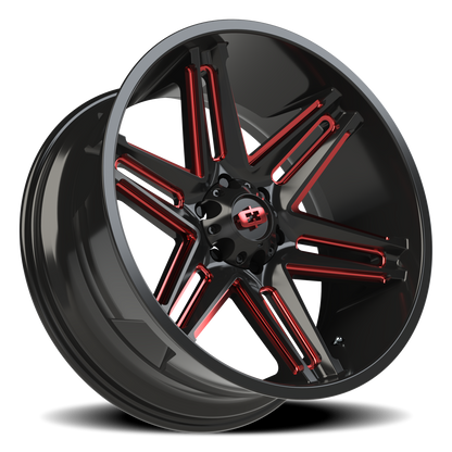 Vision Raz 22X10 Gloss Black Milled Spoke with Red Tint Wheel