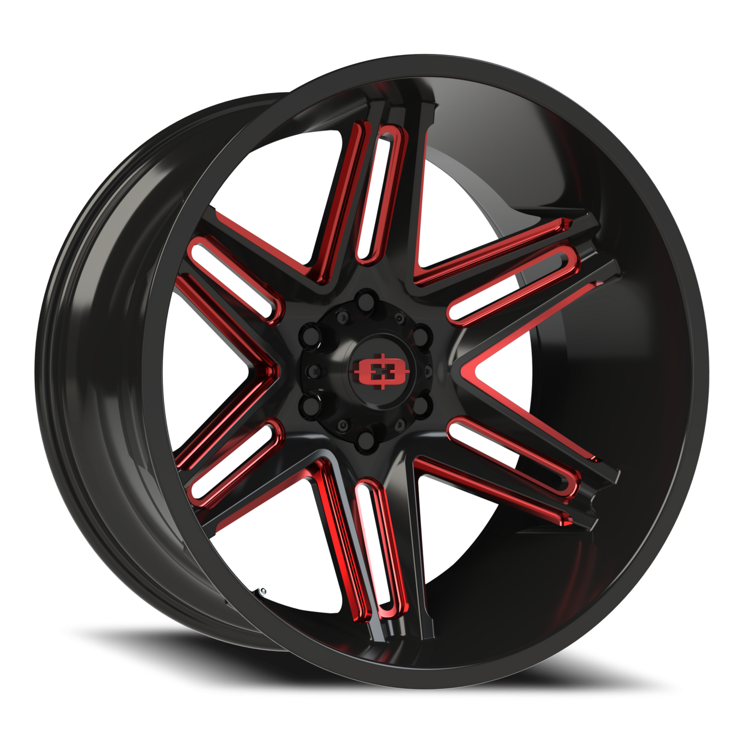 Vision Raz 22X12 Gloss Black Milled Spoke with Red Tint Wheel
