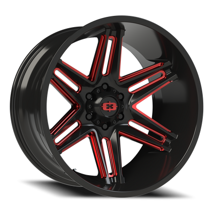 Vision Raz 22X12 Gloss Black Milled Spoke with Red Tint Wheel