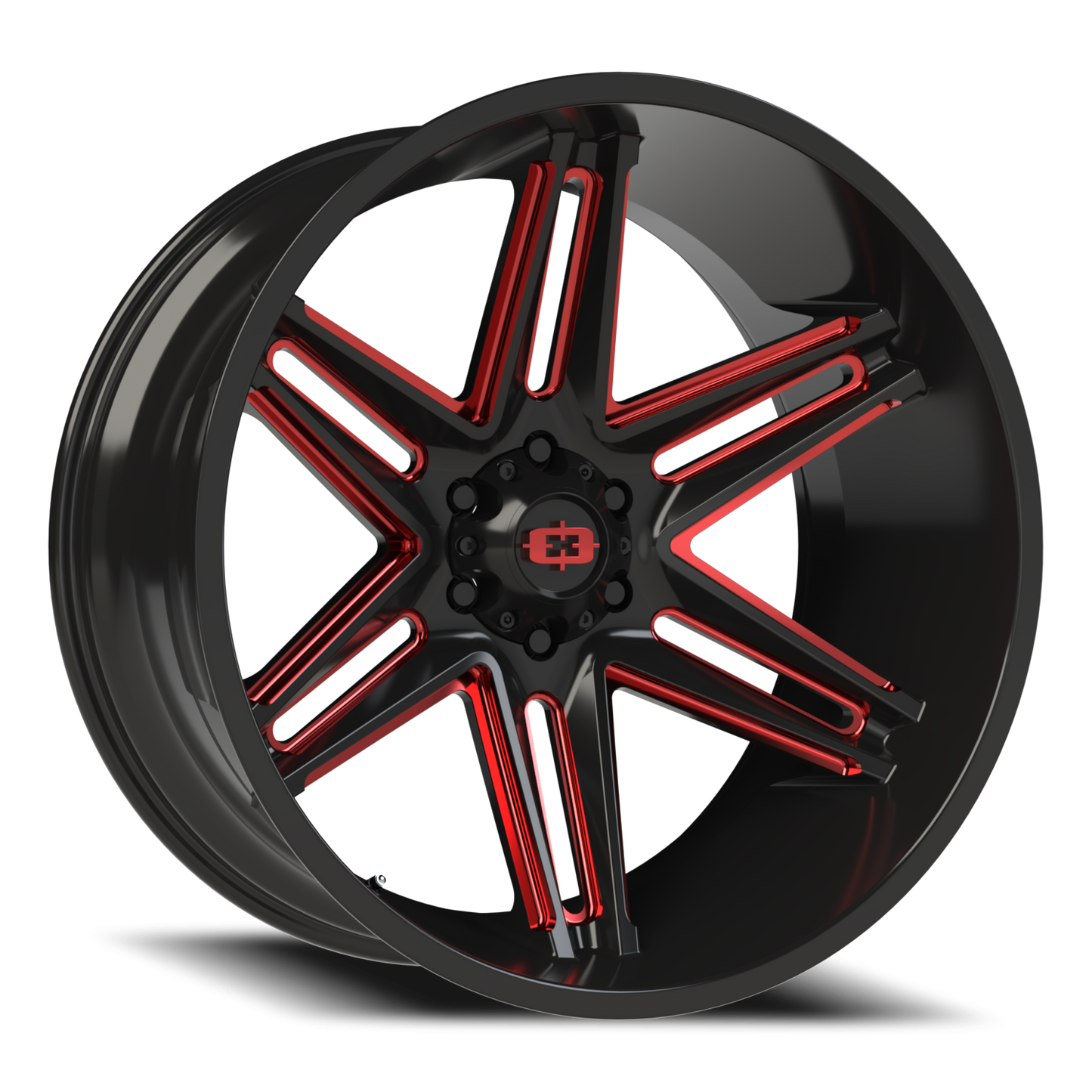 Vision Raz 24X12 Gloss Black Milled Spoke with Red Tint Wheel