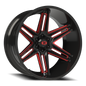 Vision Raz 24X12 Gloss Black Milled Spoke with Red Tint Wheel
