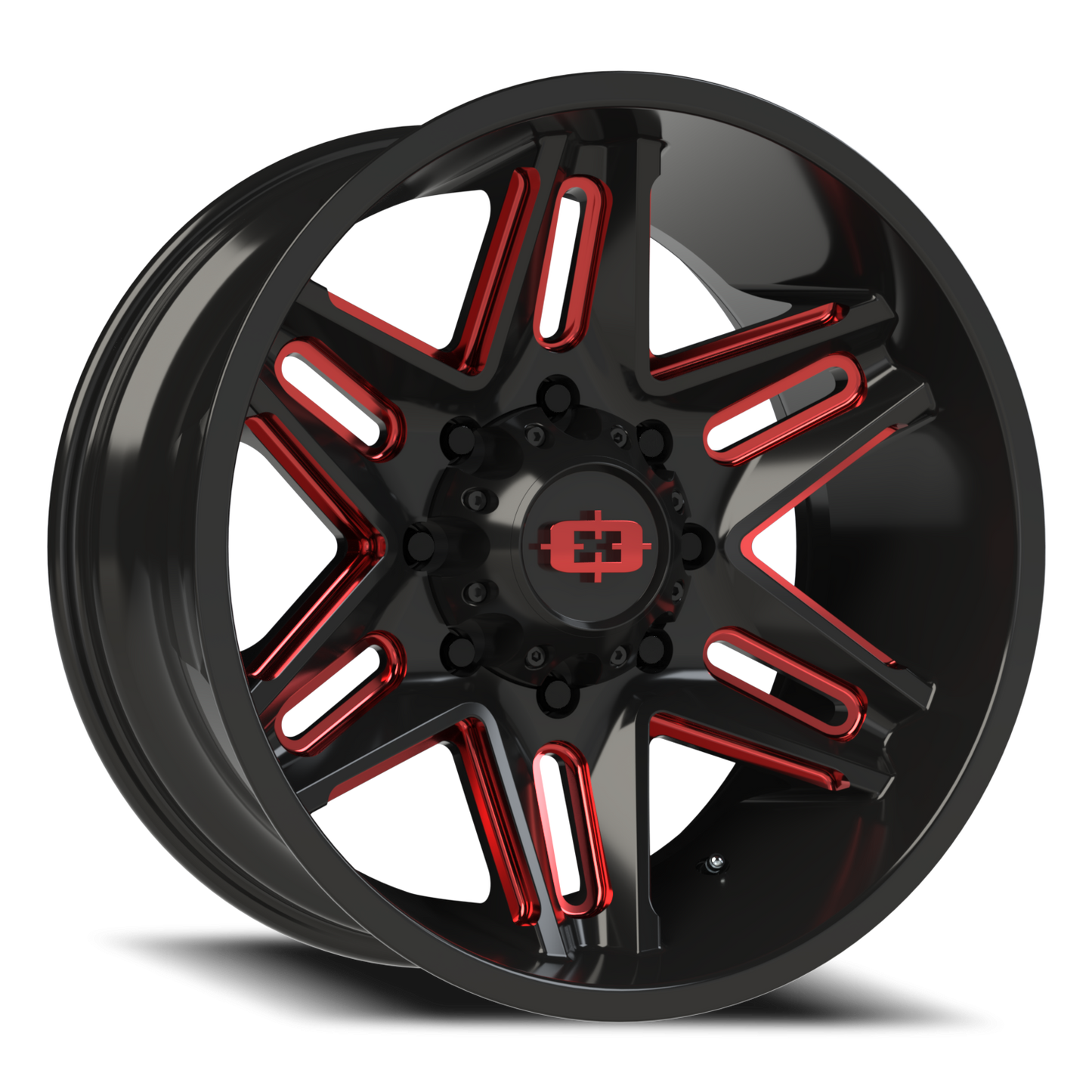 Vision Raz 20X10 Gloss Black Milled Spoke with Red Tint Wheel