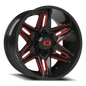 Vision Raz 20X10 Gloss Black Milled Spoke with Red Tint Wheel