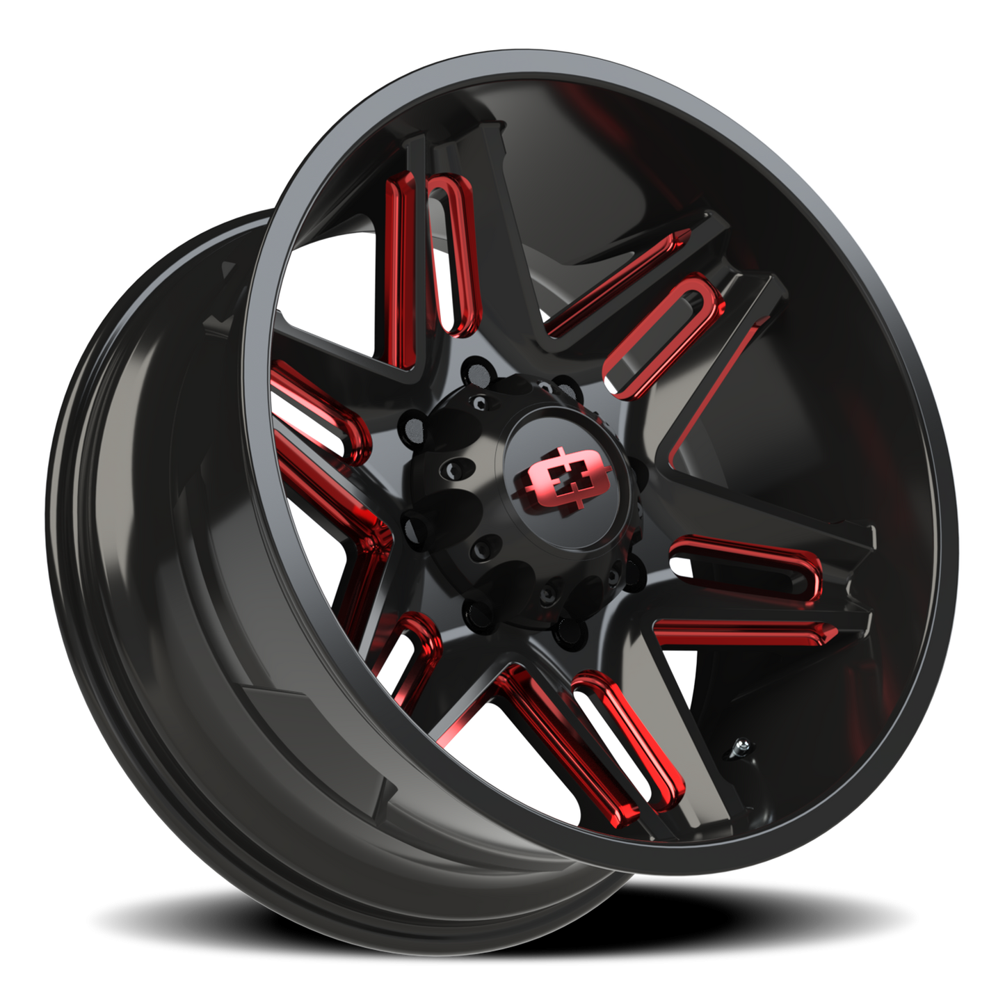 Vision Raz 20X10 Gloss Black Milled Spoke with Red Tint Wheel