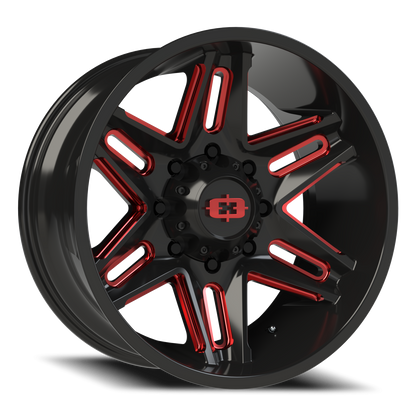 Vision Raz 20X10 Gloss Black Milled Spoke with Red Tint Wheel
