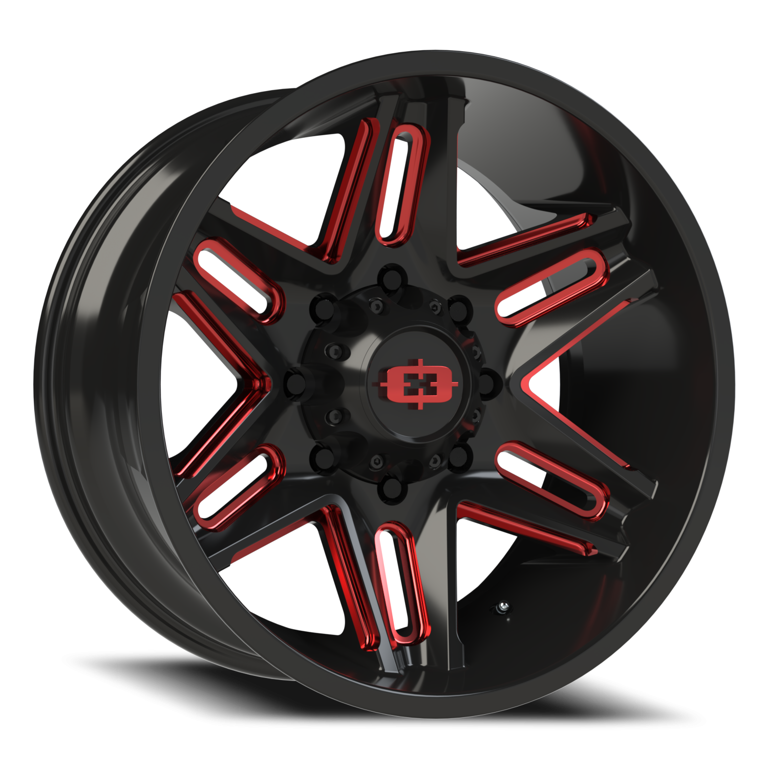 Vision Raz 20X10 Gloss Black Milled Spoke with Red Tint Wheel