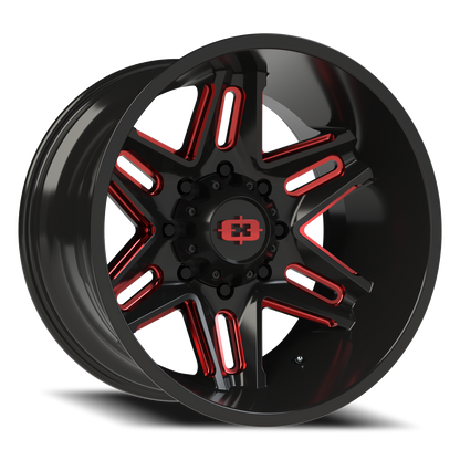 Vision Raz 20X12 Gloss Black Milled Spoke with Red Tint Wheel
