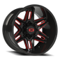 Vision Raz 20X12 Gloss Black Milled Spoke with Red Tint Wheel