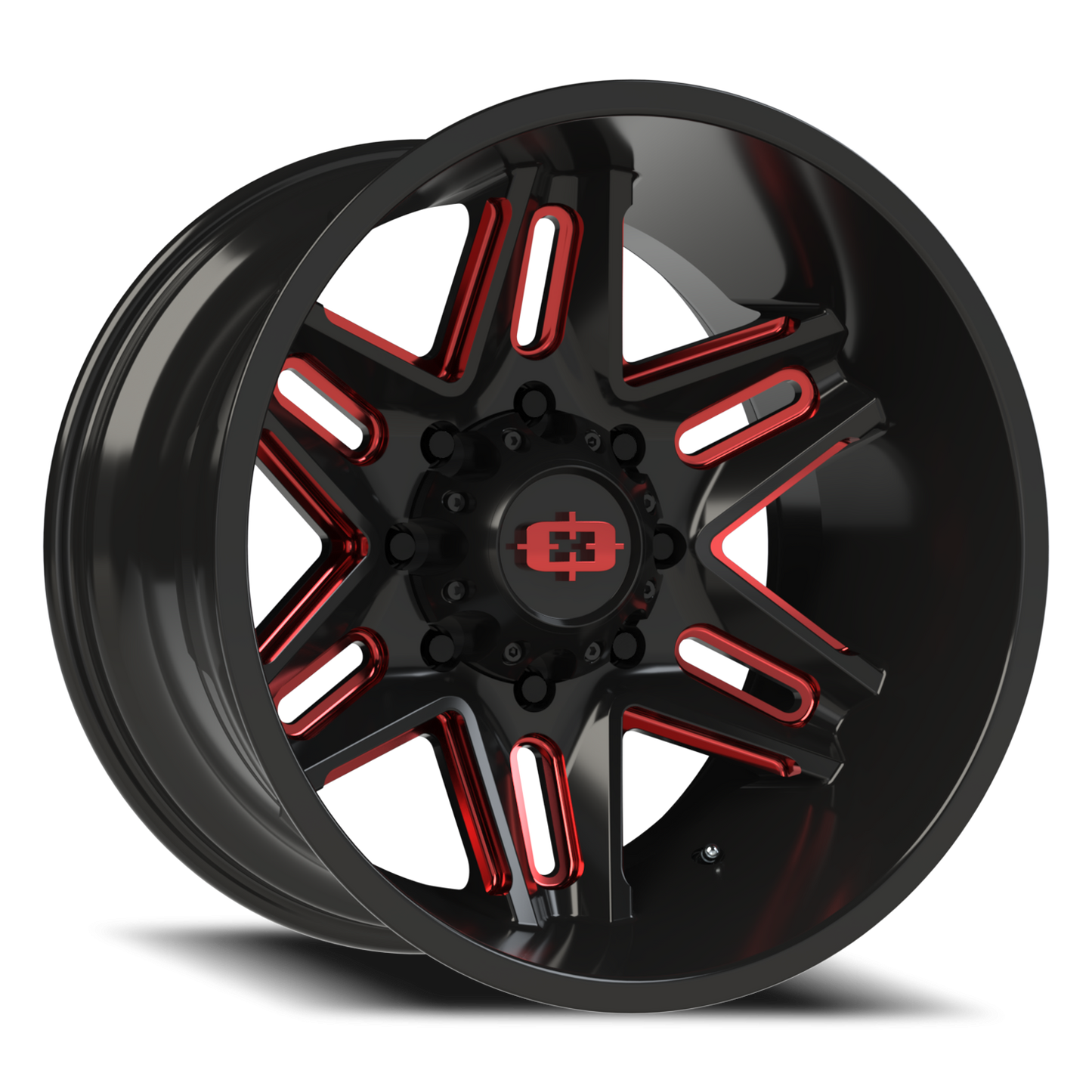 Vision Raz 20X12 Gloss Black Milled Spoke with Red Tint Wheel