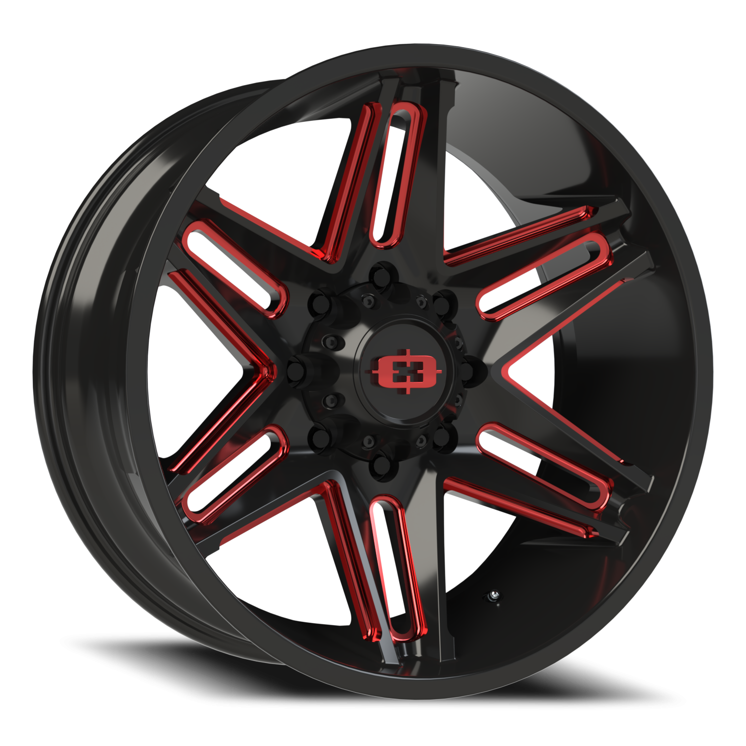 Vision Raz 22X10 Gloss Black Milled Spoke with Red Tint Wheel