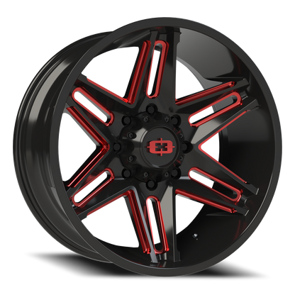 Vision Raz 22X10 Gloss Black Milled Spoke with Red Tint Wheel