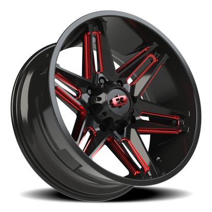 Vision Raz 22X10 Gloss Black Milled Spoke with Red Tint Wheel