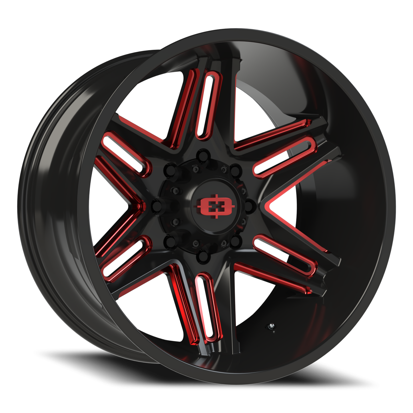 Vision Raz 22X12 Gloss Black Milled Spoke with Red Tint Wheel