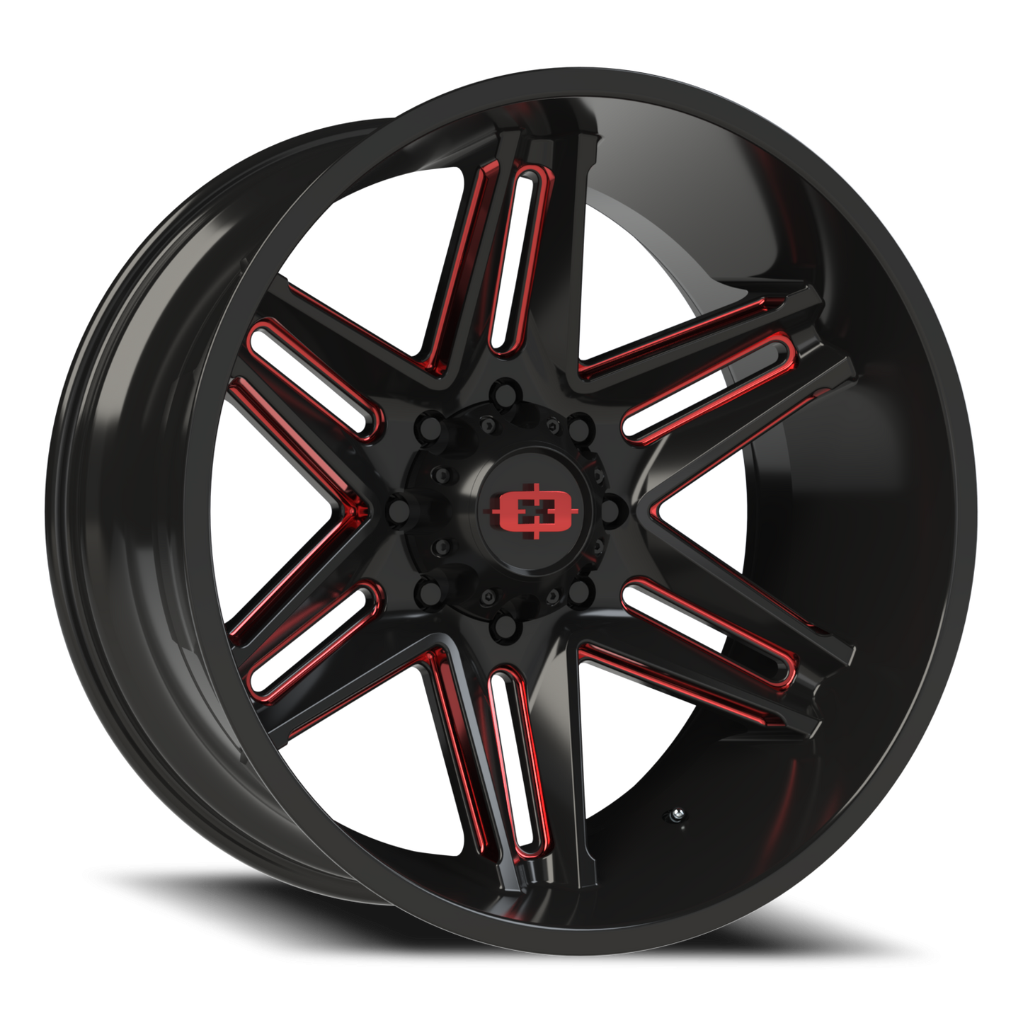 Vision Raz 24X12 Gloss Black Milled Spoke with Red Tint Wheel