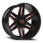 Vision Raz 24X12 Gloss Black Milled Spoke with Red Tint Wheel
