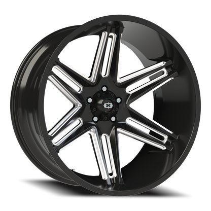 Vision Razor 24X12 Gloss Black Milled Spoke Wheel