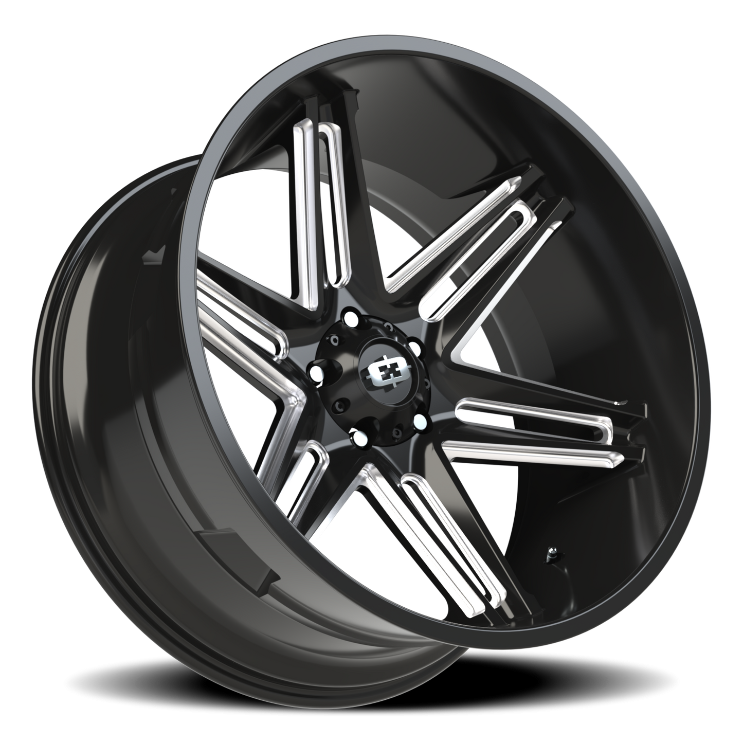 Vision Razor 24X12 Gloss Black Milled Spoke Wheel