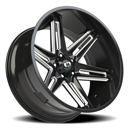 Vision Razor 24X12 Gloss Black Milled Spoke Wheel