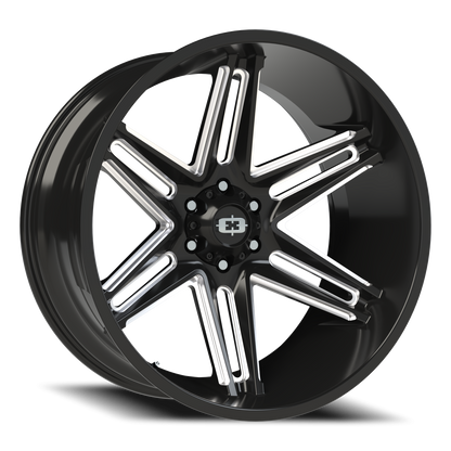 Vision Razor 24X12 Gloss Black Milled Spoke Wheel