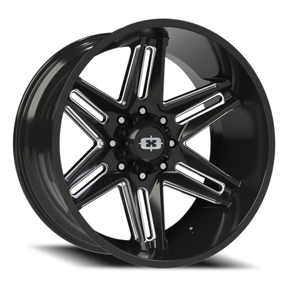 Vision Razor 24X12 Gloss Black Milled Spoke Wheel