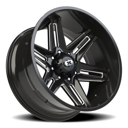 Vision Razor 24X12 Gloss Black Milled Spoke Wheel