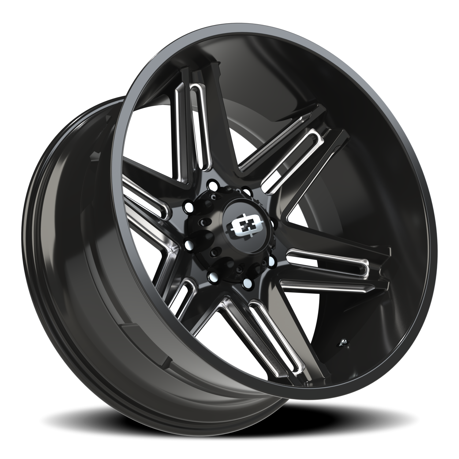 Vision Razor 24X12 Gloss Black Milled Spoke Wheel