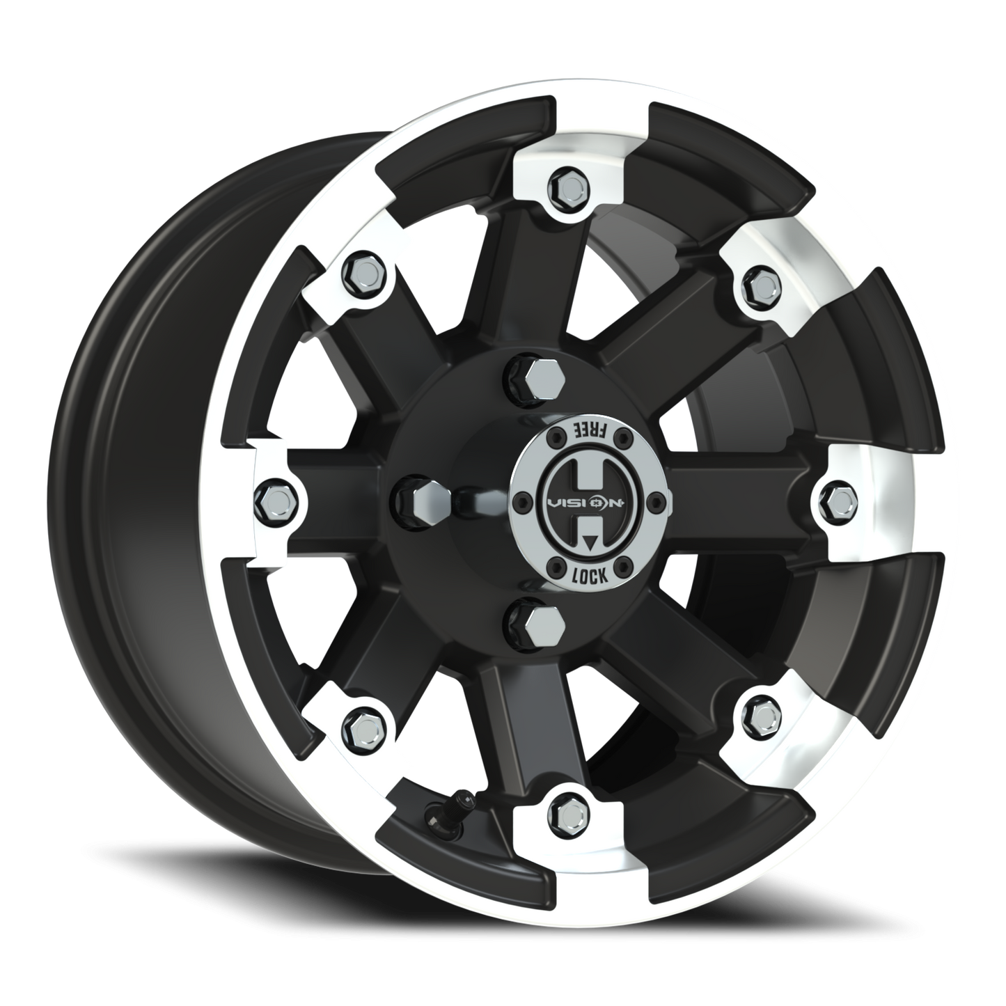 Vision Vislockout 12X7 Matte Black Machined Lip Wheel