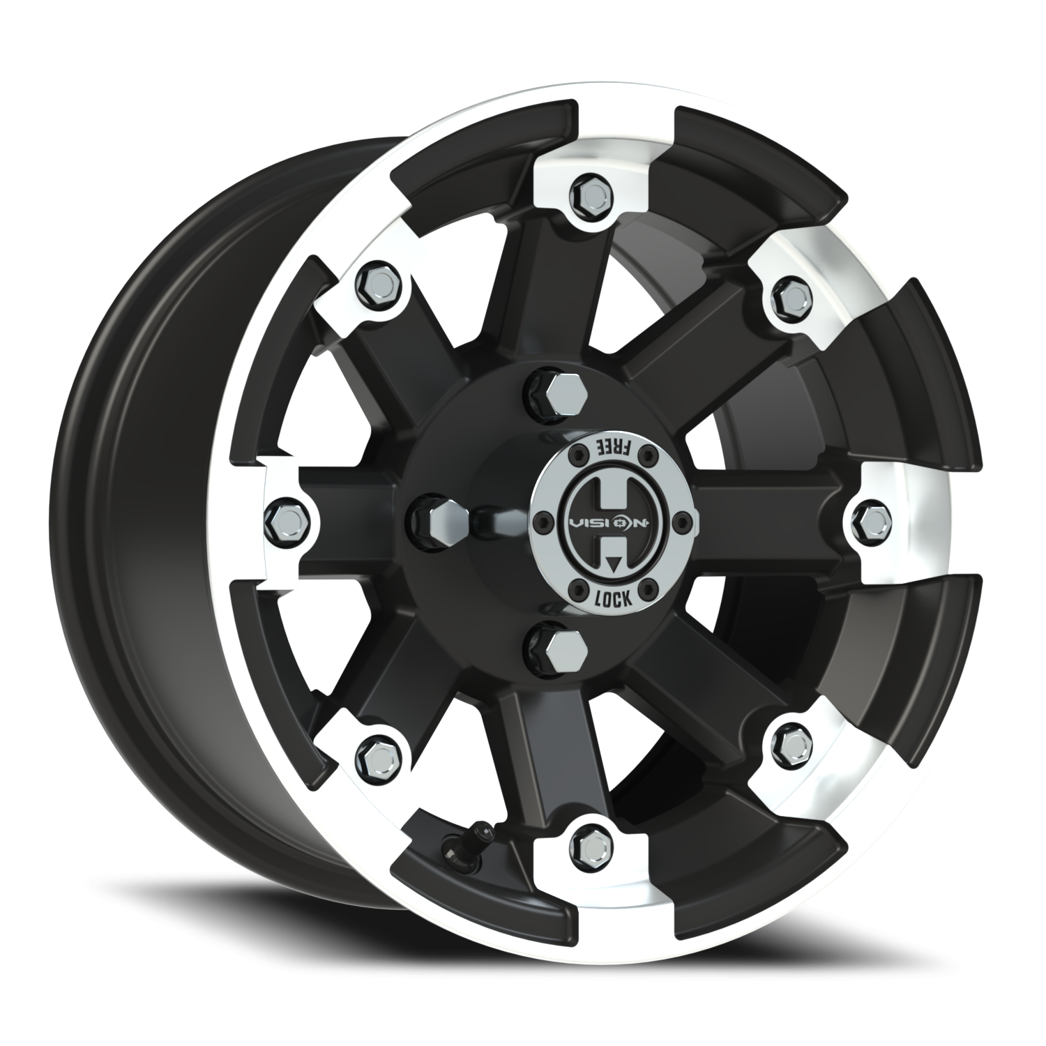 Vision Vislockout 12X7 Matte Black Machined Lip Wheel