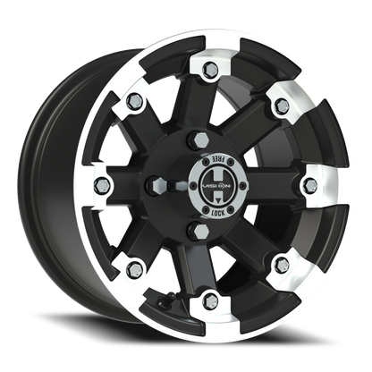 Vision Vislockout 12X7 Matte Black Machined Lip Wheel