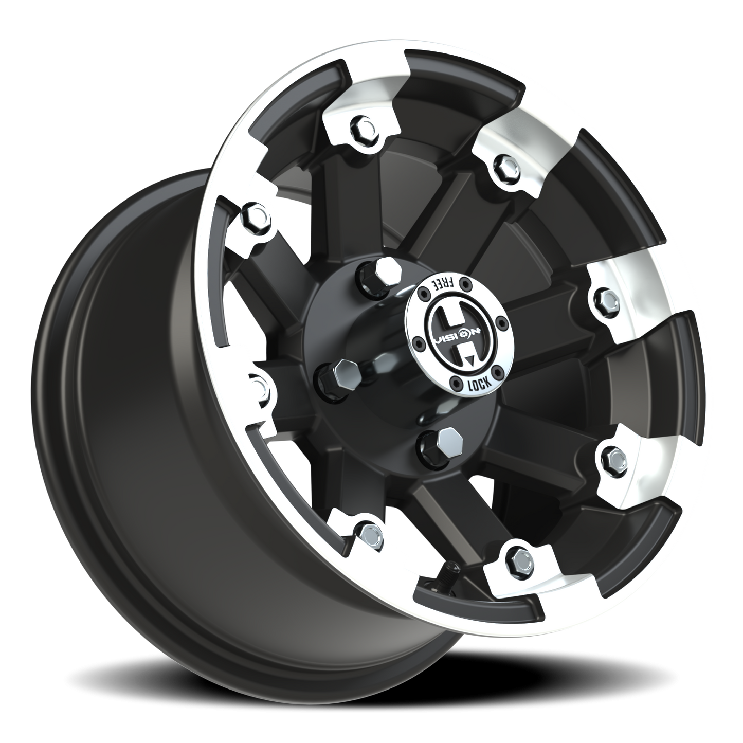 Vision Vislockout 12X7 Matte Black Machined Lip Wheel