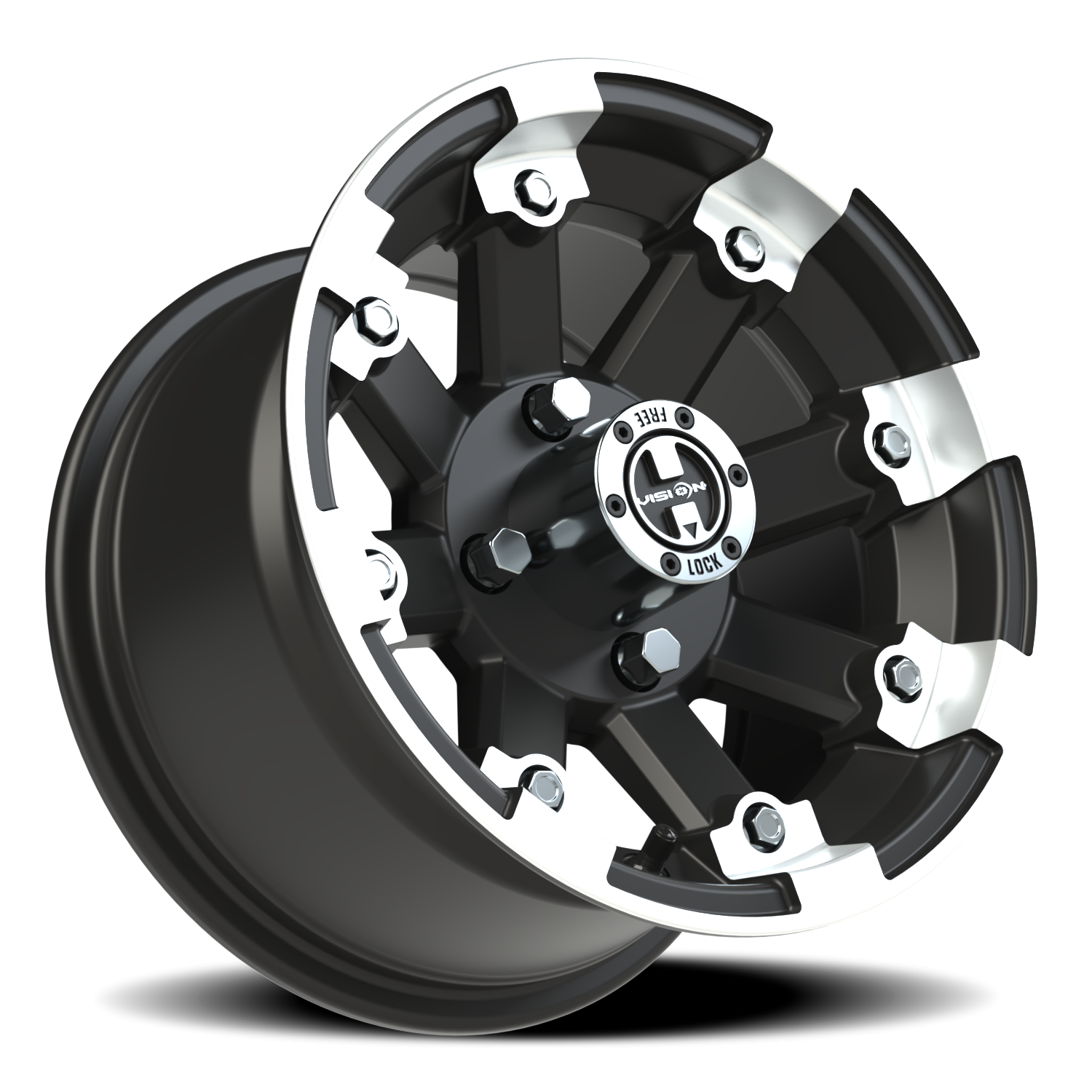 Vision Vislockout 12X7 Matte Black Machined Lip Wheel