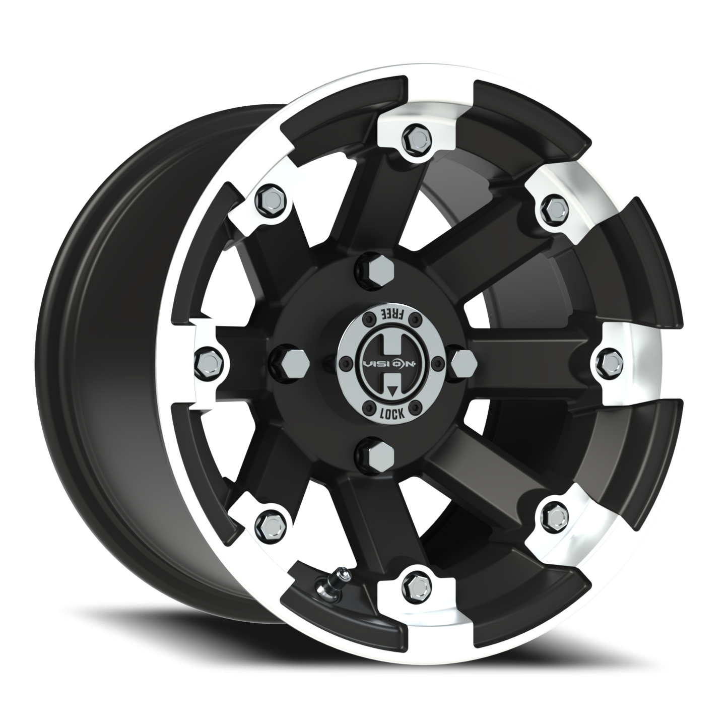 Vision Vislockout 12X8 Matte Black Machined Lip Wheel