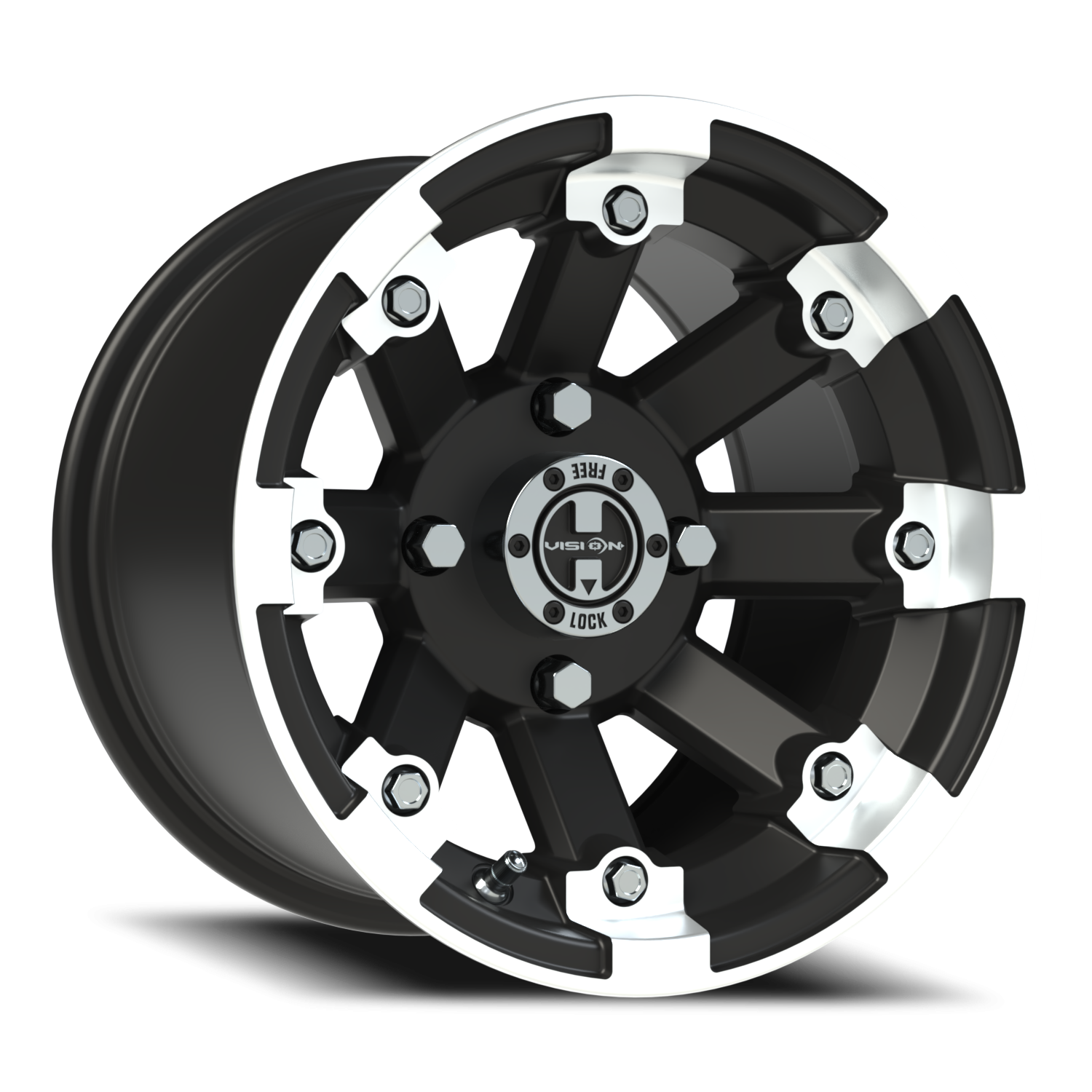 Vision Vislockout 12X8 Matte Black Machined Lip Wheel