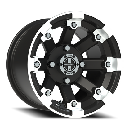 Vision Vislockout 12X8 Matte Black Machined Lip Wheel