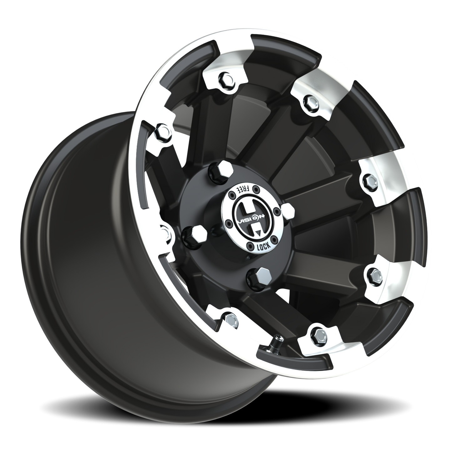 Vision Vislockout 12X8 Matte Black Machined Lip Wheel
