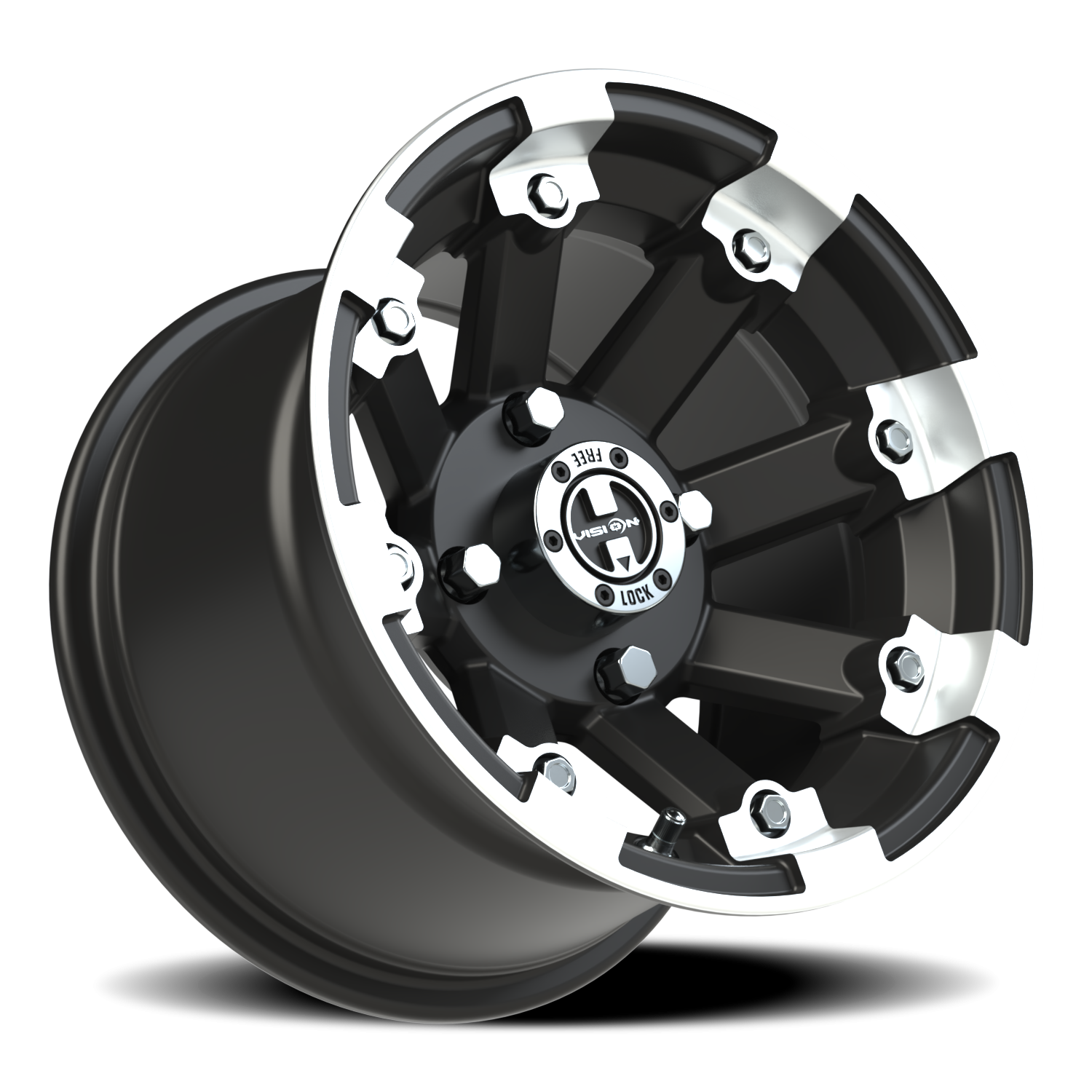 Vision Vislockout 12X8 Matte Black Machined Lip Wheel