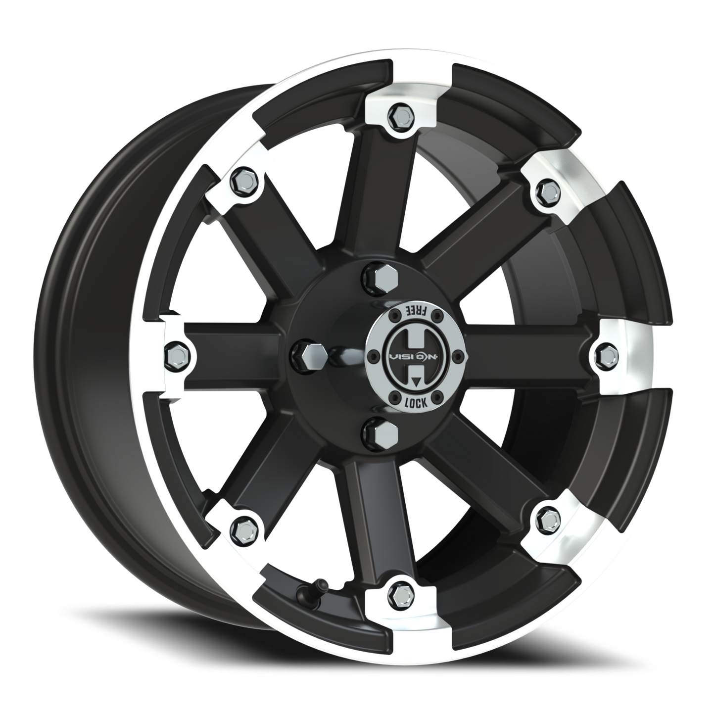 Vision Vislockout 14X7 Matte Black Machined Lip Wheel