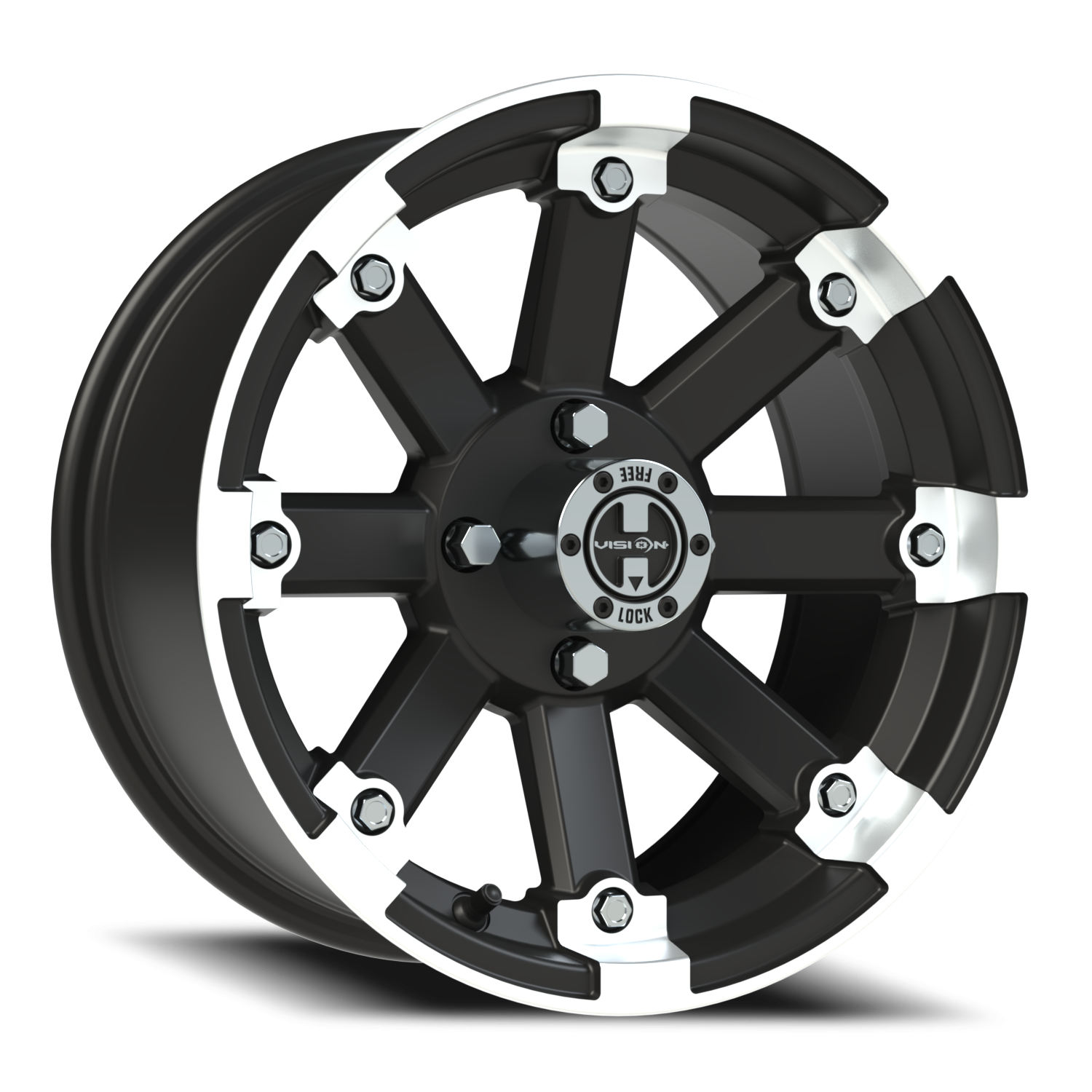 Vision Vislockout 14X7 Matte Black Machined Lip Wheel