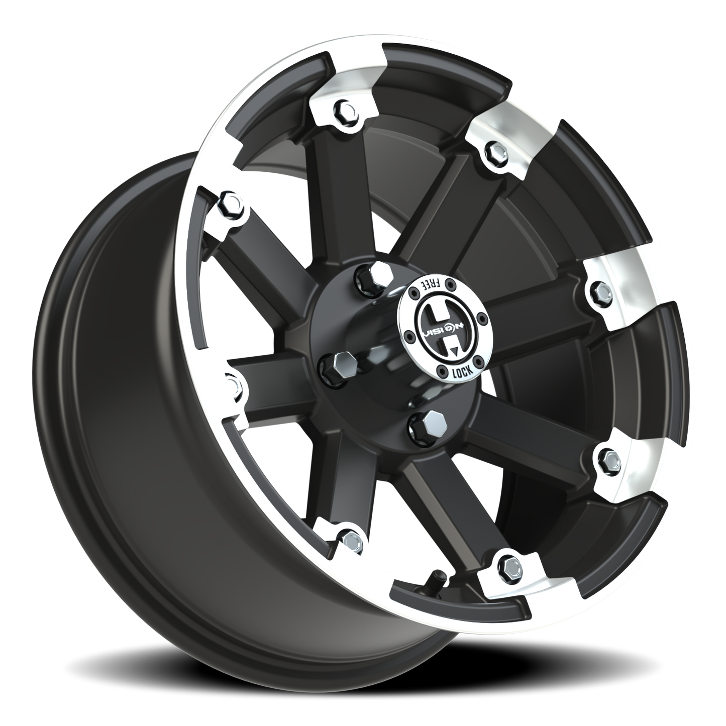 Vision Vislockout 14X7 Matte Black Machined Lip Wheel