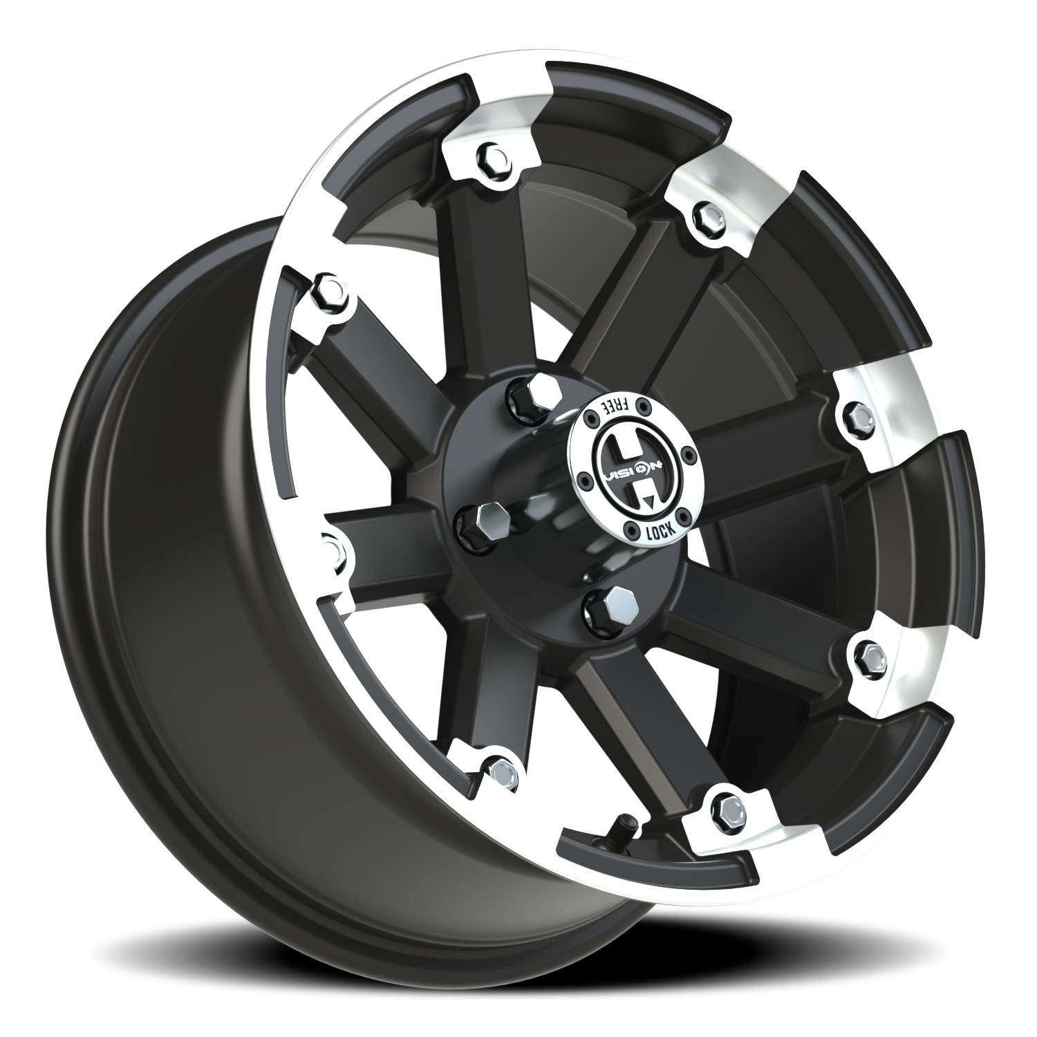Vision Vislockout 14X7 Matte Black Machined Lip Wheel
