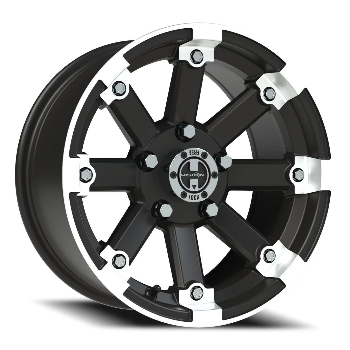 Vision Vislockout 14X7 Matte Black Machined Lip Wheel