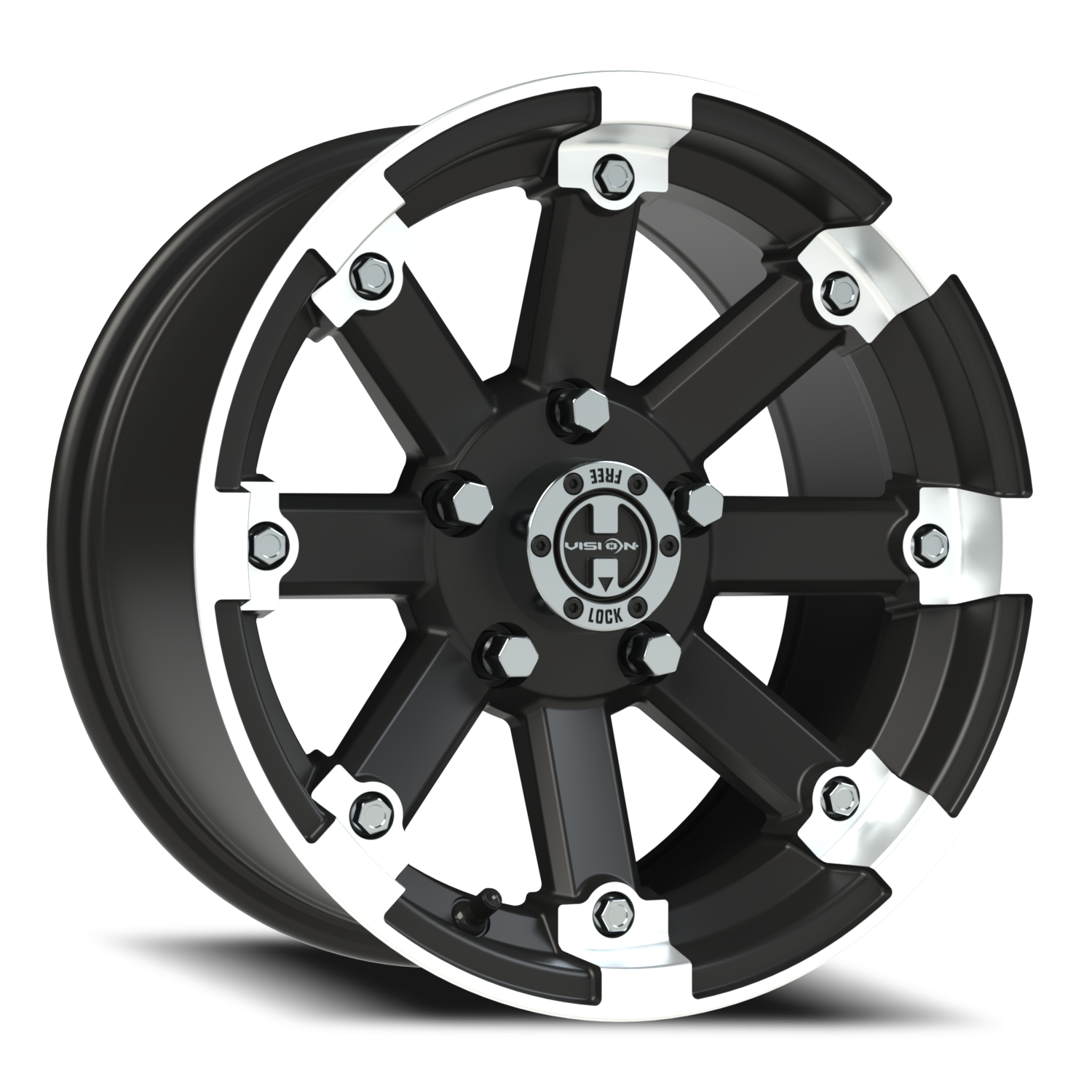 Vision Vislockout 14X7 Matte Black Machined Lip Wheel
