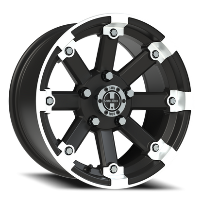 Vision Vislockout 14X7 Matte Black Machined Lip Wheel