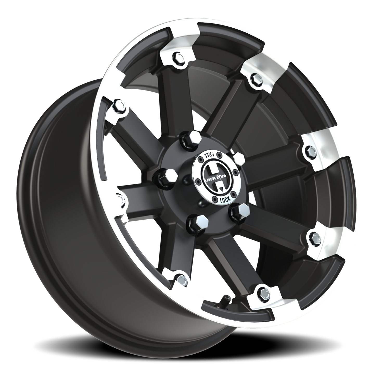 Vision Vislockout 14X7 Matte Black Machined Lip Wheel