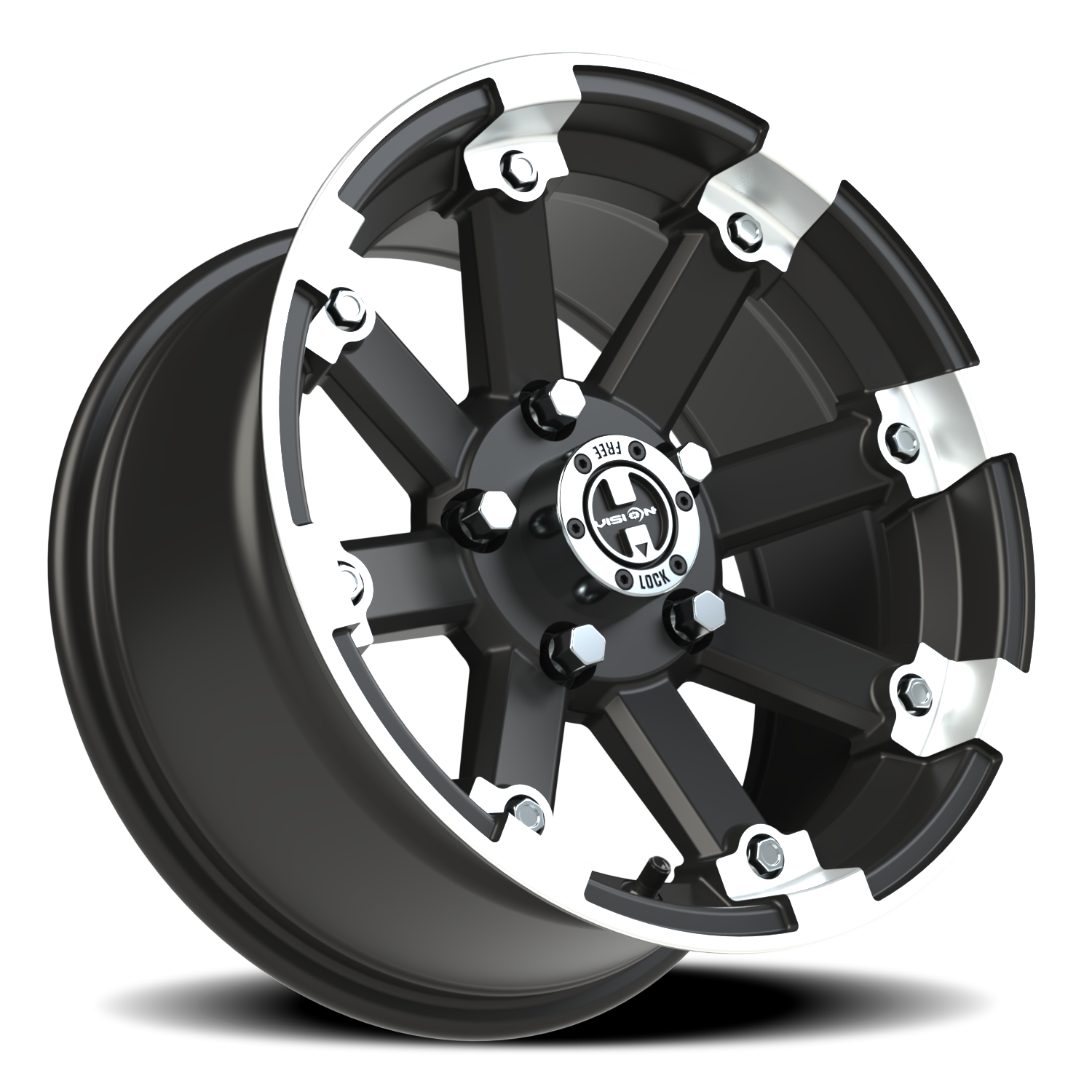 Vision Vislockout 14X7 Matte Black Machined Lip Wheel