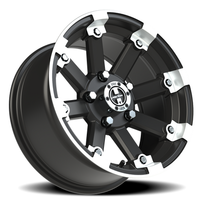 Vision Vislockout 14X7 Matte Black Machined Lip Wheel