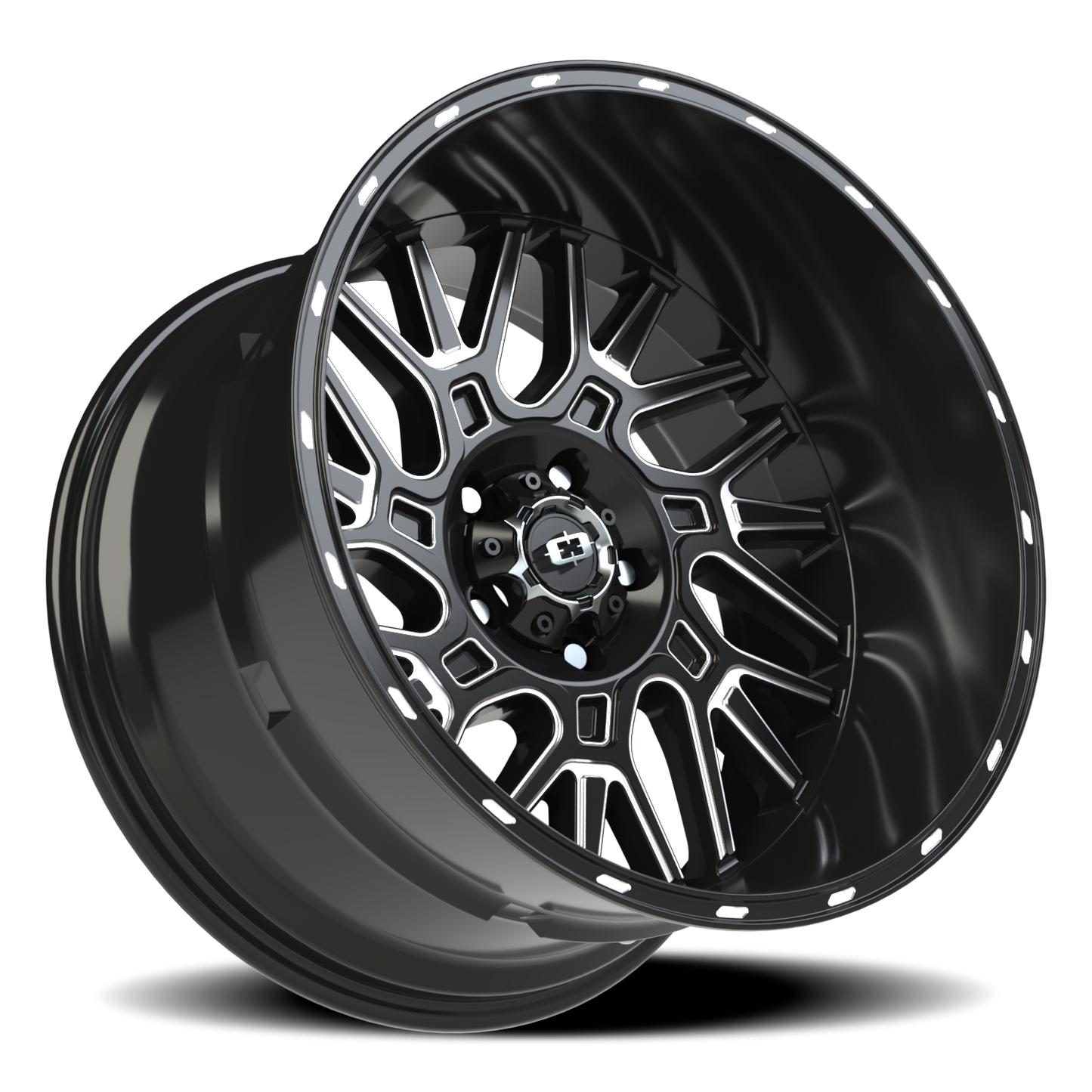 Vision Brawl 20X12 Gloss Black Milled Spoke Wheel