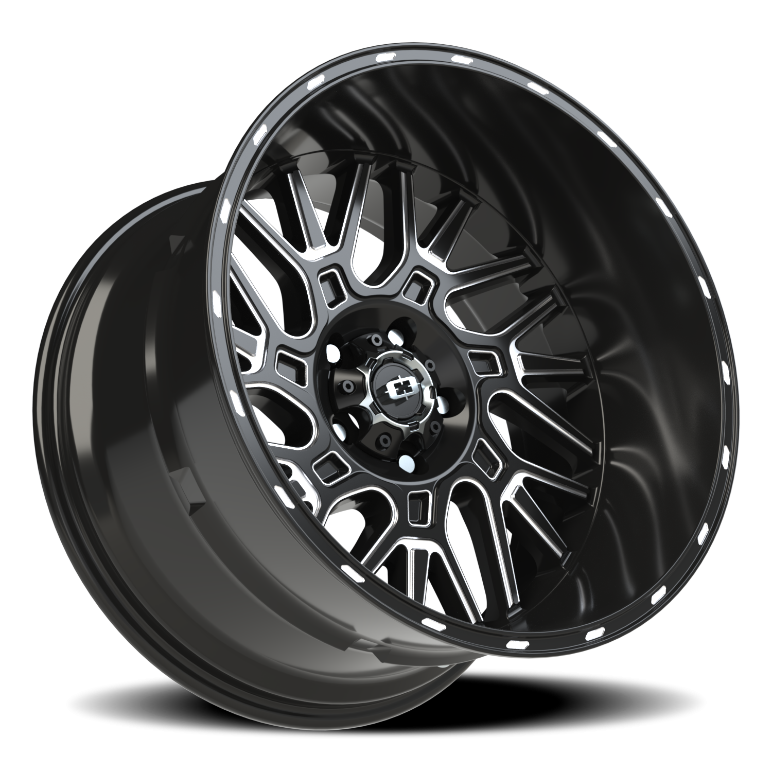 Vision Brawl 20X12 Gloss Black Milled Spoke Wheel