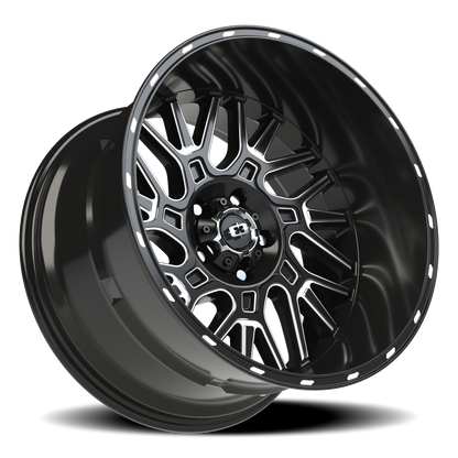 Vision Brawl 20X12 Gloss Black Milled Spoke Wheel