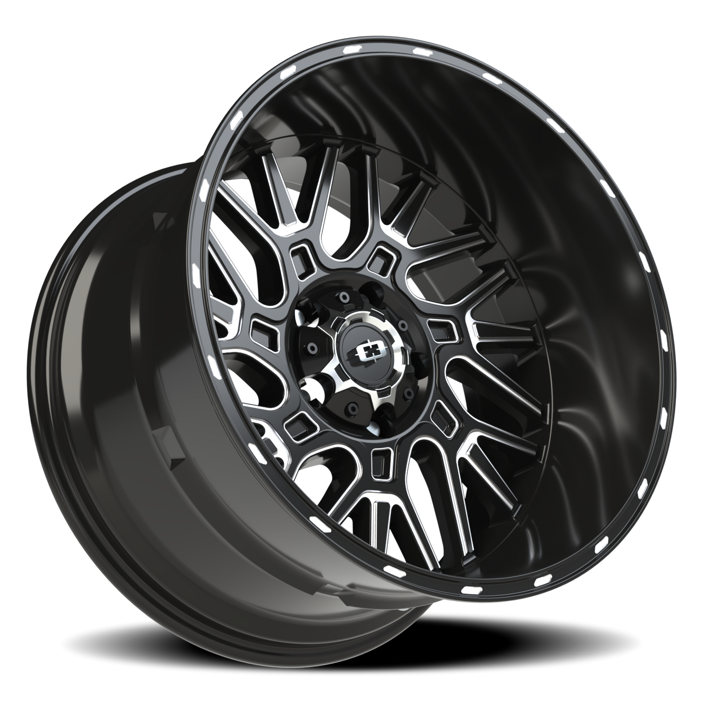 Vision Brawl 20X12 Gloss Black Milled Spoke Wheel